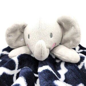 INF Inc Lovey Plush Blue 12" Dots On Ears Security Soother Gray Elephant Trellis